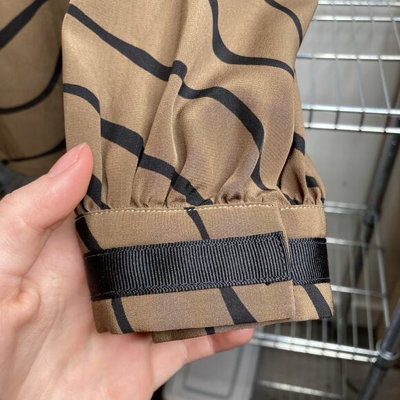 Vintage‎ Pogia By D. Polimeni Brown Black Striped Blouse Size 14 80’s Vibes - Picture 8 of 10